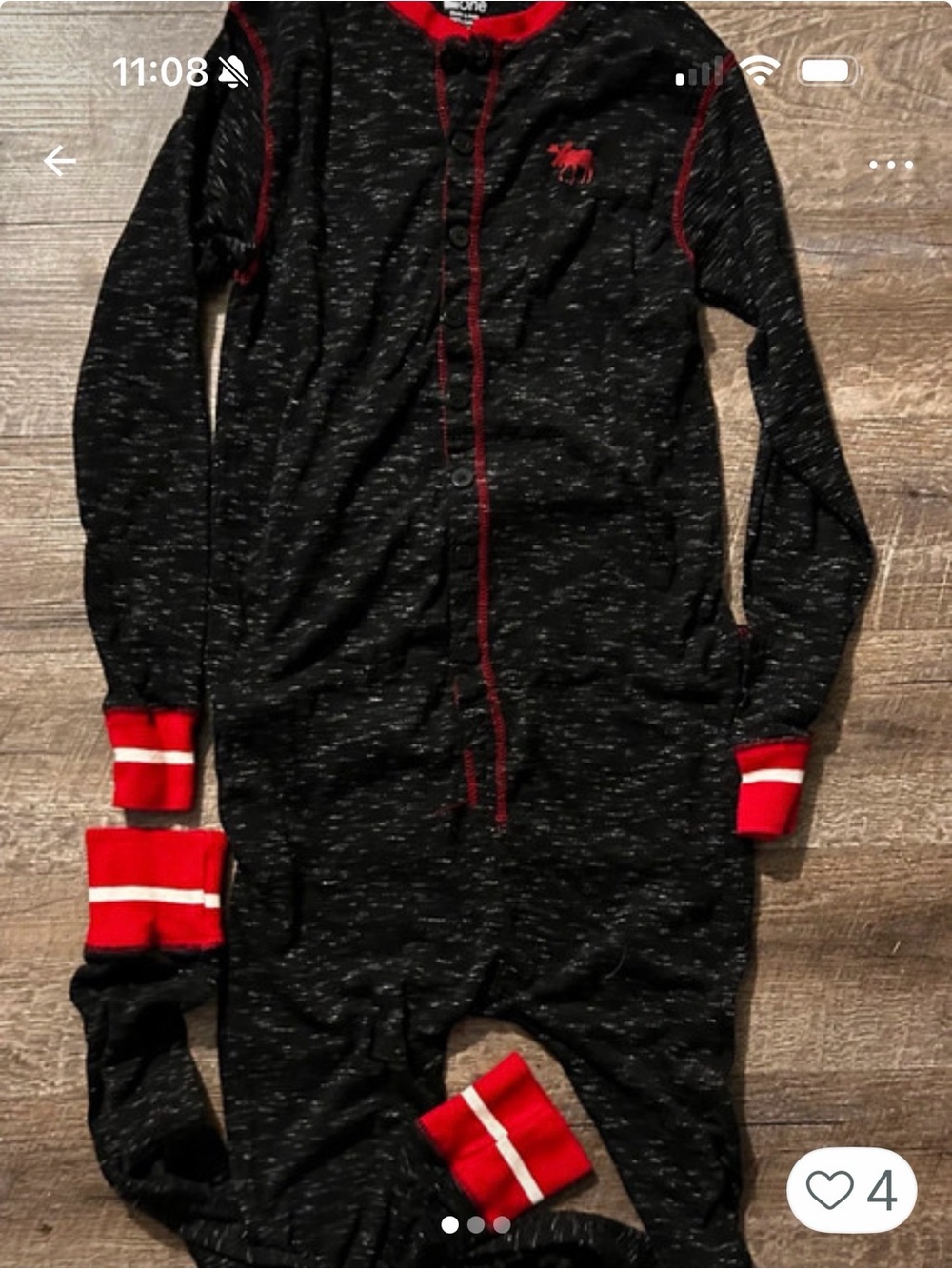 Lazy One Black & Red One-Piece Pajama Romper